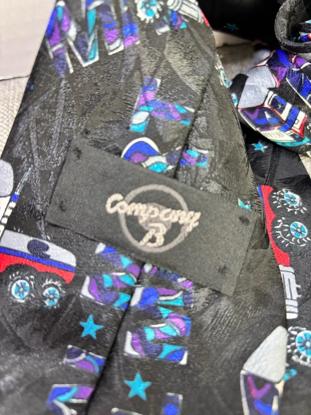 Walmart-Themed Black Novelty Tie with Truck Motif